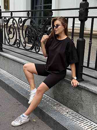 Футболка и велосипедки женские кулир Черный XL/2XL Харьков