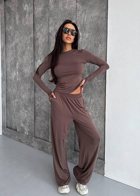 Жіночий стильний базовий костюм із м'якої еластичної тканини. Моко, 42/44 Одеса - фото 1