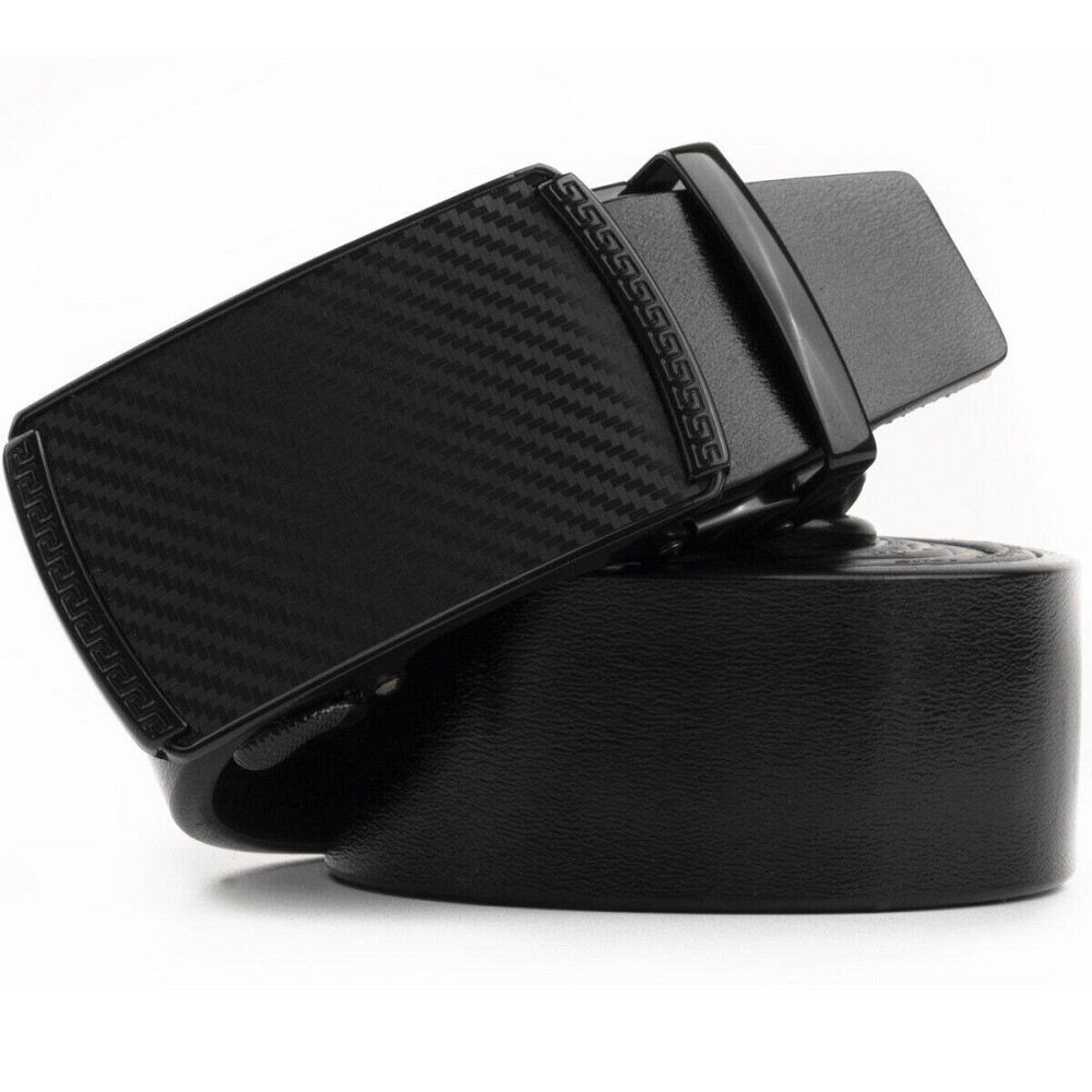 Мужской ремень из кожи с автоматической пряжкой мозаика Vintage 20283 Черный Киев - изображение 2