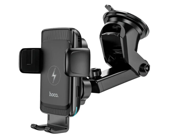 Тримач для телефону Hoco S35 з бездротовою зарядкою (автозахоплення) Чорний Київ