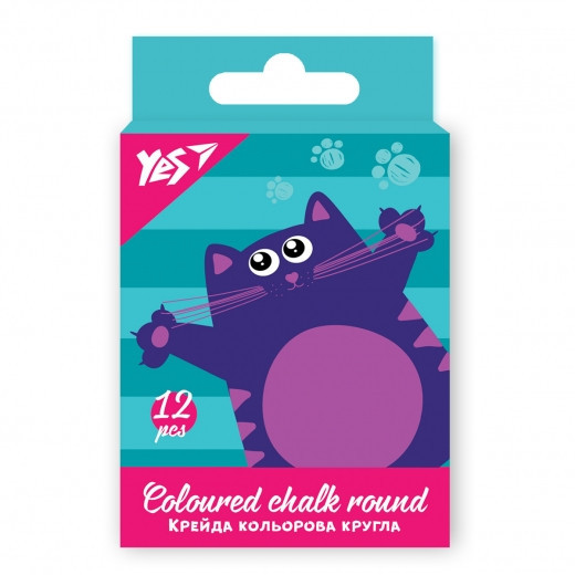 Крейда кольорова 12 шт. "Yes" Kittycon кругла, 400472 , шт Київ - фото 1