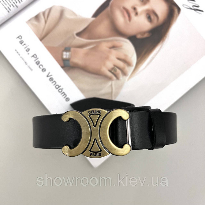 Жіночий ремінь шкіряний Celine gold (3 cм) Київ - фото 3