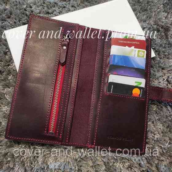 Винтажный кожаный кошелек купюрник ручной работы (коричневый) Grande Pelle Anet Бордовый Киев