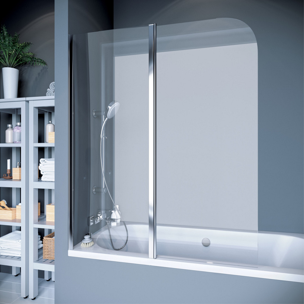 Шторка на ванну QP95(right) двухэлементная 1150x1400 chrome; clear Киев - изображение 2