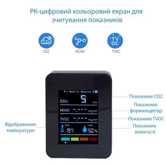 Монитор качества воздуха GRILLI 5в1 Black 777663 Код: 013476 Ровно