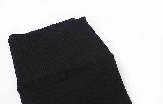 Лосины с высокой посадкой в рубчик Черный XL Харьков