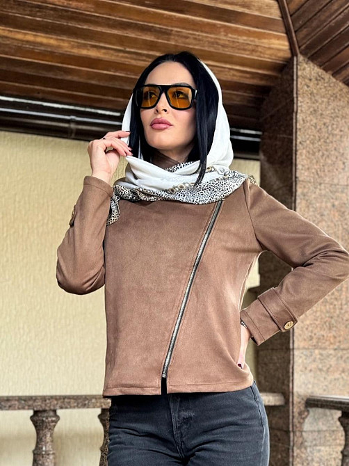 Замшева куртка-жакет "Nessa" оптом I Норма і батал Мокко, 42-44 Київ - фото 3