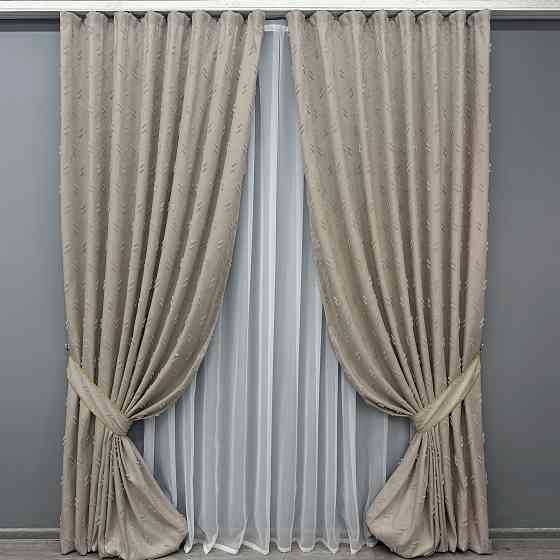 Комплект штор VR-Textil Льон Букле № 1887ш Бежевий 150х290 см 2 шт (33-0918) Київ