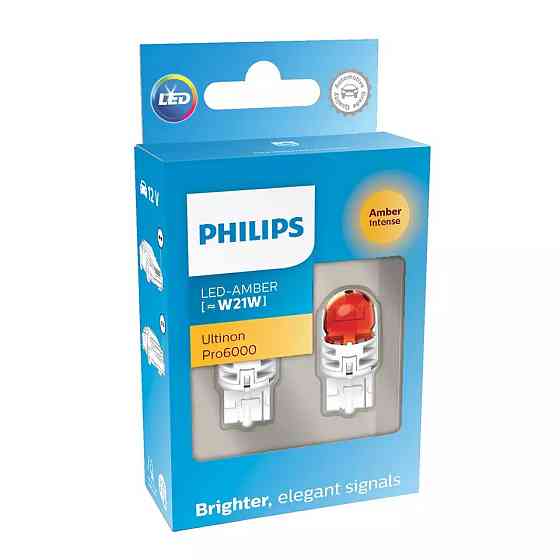 Комплект светодиодных ламп Philips 11065AU60X2 WY21W LED Ultinon Pro6000 SI 12V WX3x16d AMBER Харків