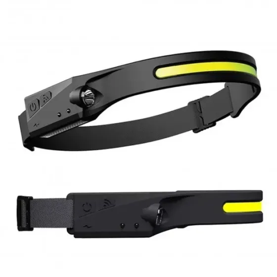 Легкий налобный фонарь LED+COB с датчиком движения и красным светом (черный) Коломыя