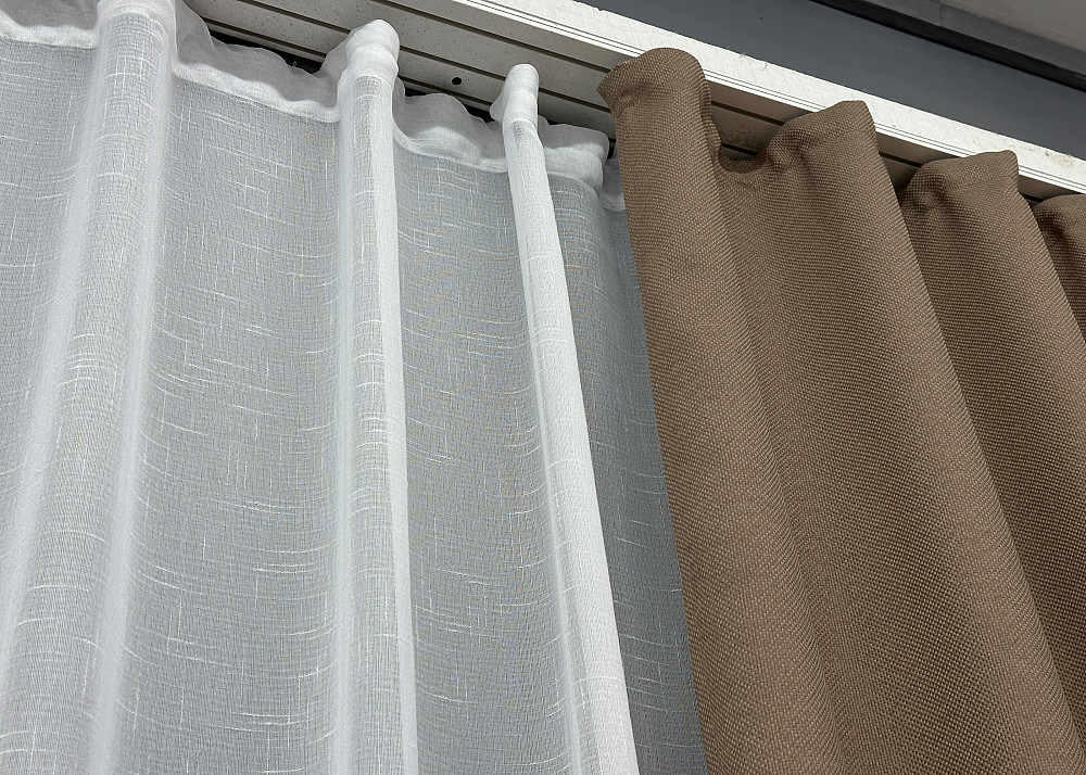 Комплект штор VR-Textil Лен Мешковина 100х270 2шт и Тюль 300х270 825ш-115т Темно-бежевый с белым 71-017/1 Киев - изображение 8