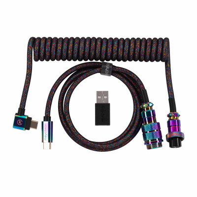 Дата кабель USB-C + USB A to USB-C 1.08m Premium Coiled Aviator black Keychron (CAB7_KEYCHRON) Винница - изображение 1