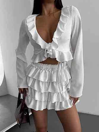 Женский привлекательный воздушный комплект, креп жатка Белый, 44/46 Одесса