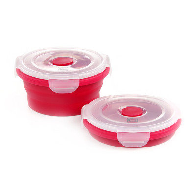 Ланч-бокс СИЛА складаний з кришкою-засувкою круглий червоний 400 мл (960563) Винница - изображение 1