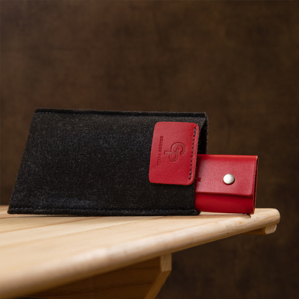 Ключниця тубус шкіряна на кнопках Grande Pelle 11347 Червона Київ - фото 1