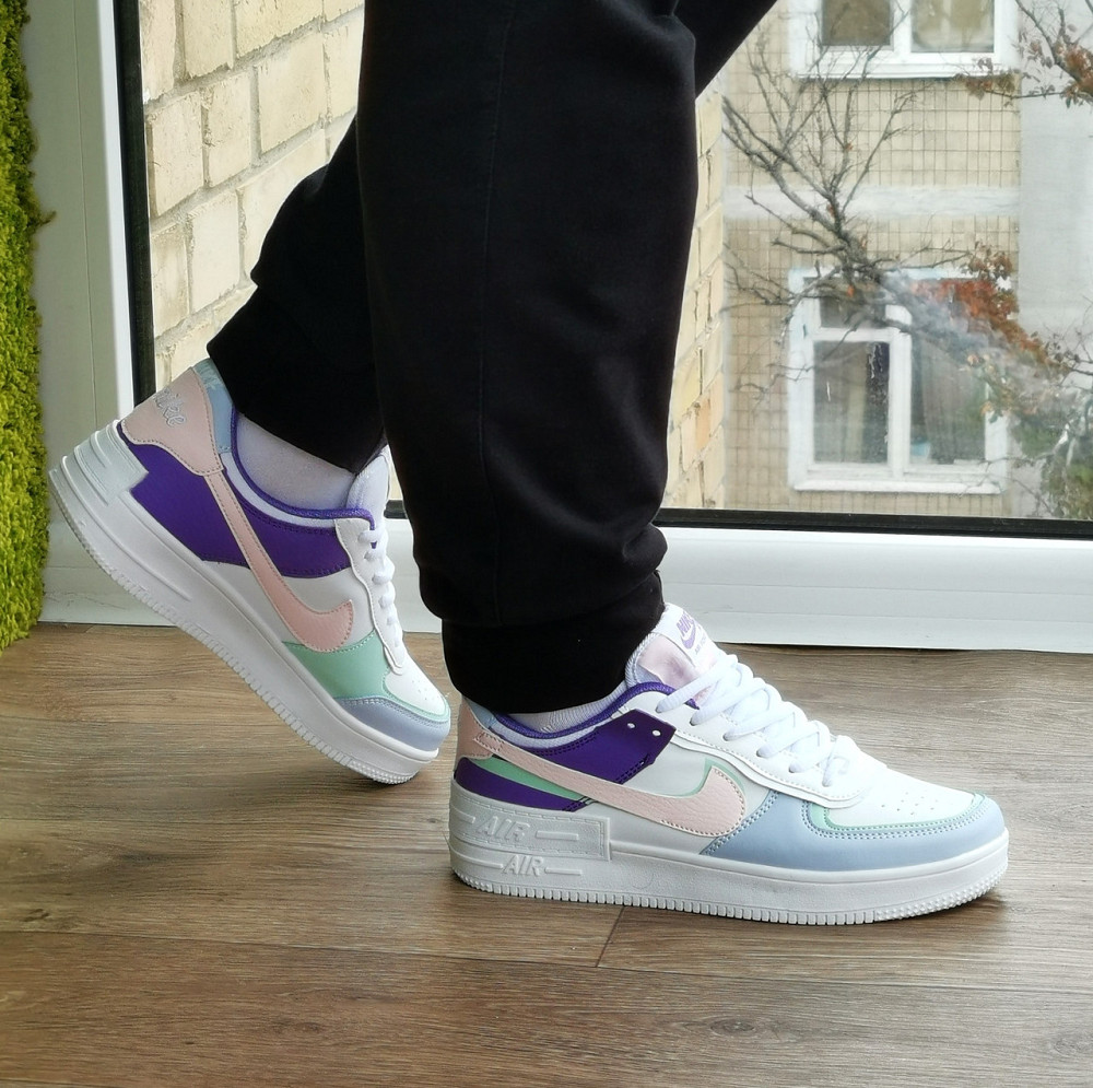 Кросівки Nike Force Білі Найк Шкіряні Форси Shadow Різнобарвні (розміри: 36,37,38,39,40,41) - 22 Дніпро - фото 6