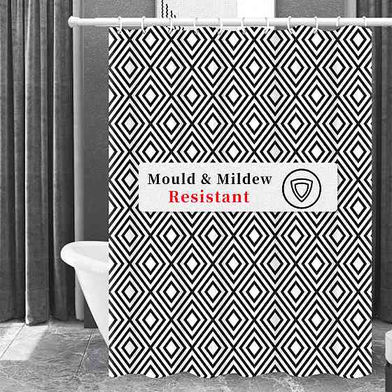 Шторка для ванны из полиэстера водонепроницаемая Bathlux 180x180 см с кольцами, занавеска для ванной комнаты Каменец-Подольский