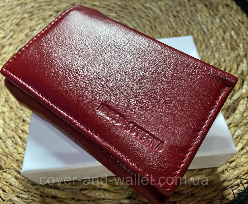 Маленький женский кожаный кошелёк бордового цвета на магнитах Marco Coverna 1419 Киев - изображение 1