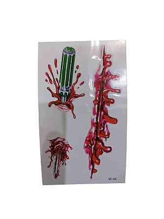 Наклейки тату для Хелловіна викрутка та рана 10 на 6 см різнобарвний Київ