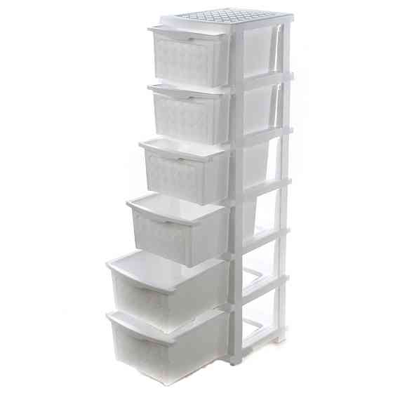 Комод пластиковый 6 ярусов белый 126*40*34 см R-Plastic 