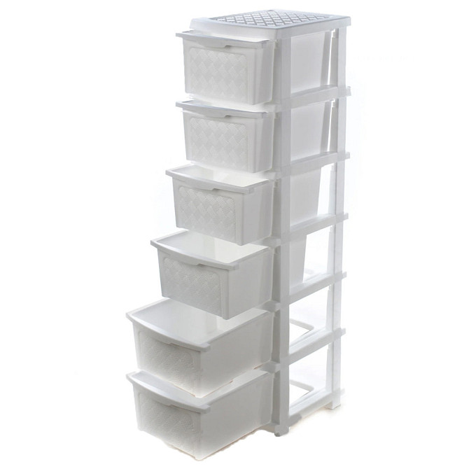 Комод пластиковый 6 ярусов белый 126*40*34 см R-Plastic 