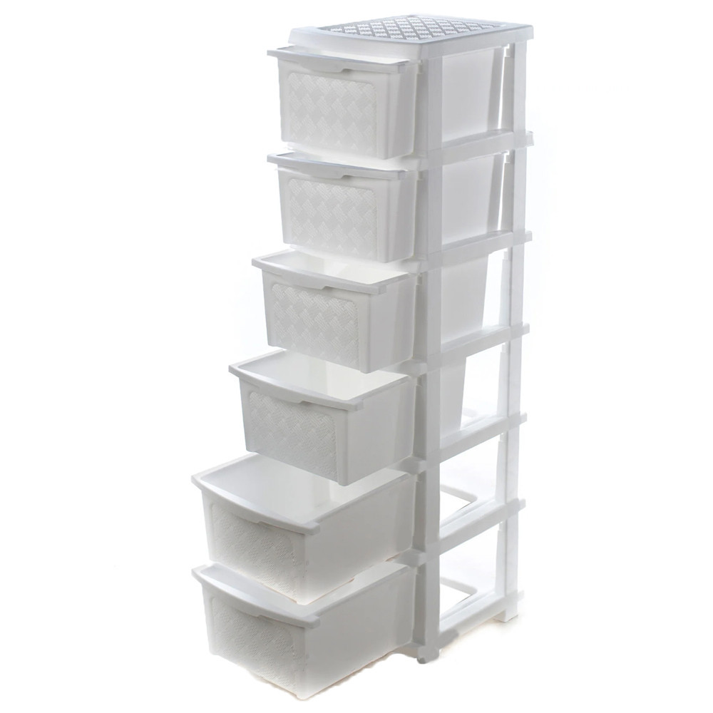 Комод пластиковый 6 ярусов белый 126*40*34 см R-Plastic 
