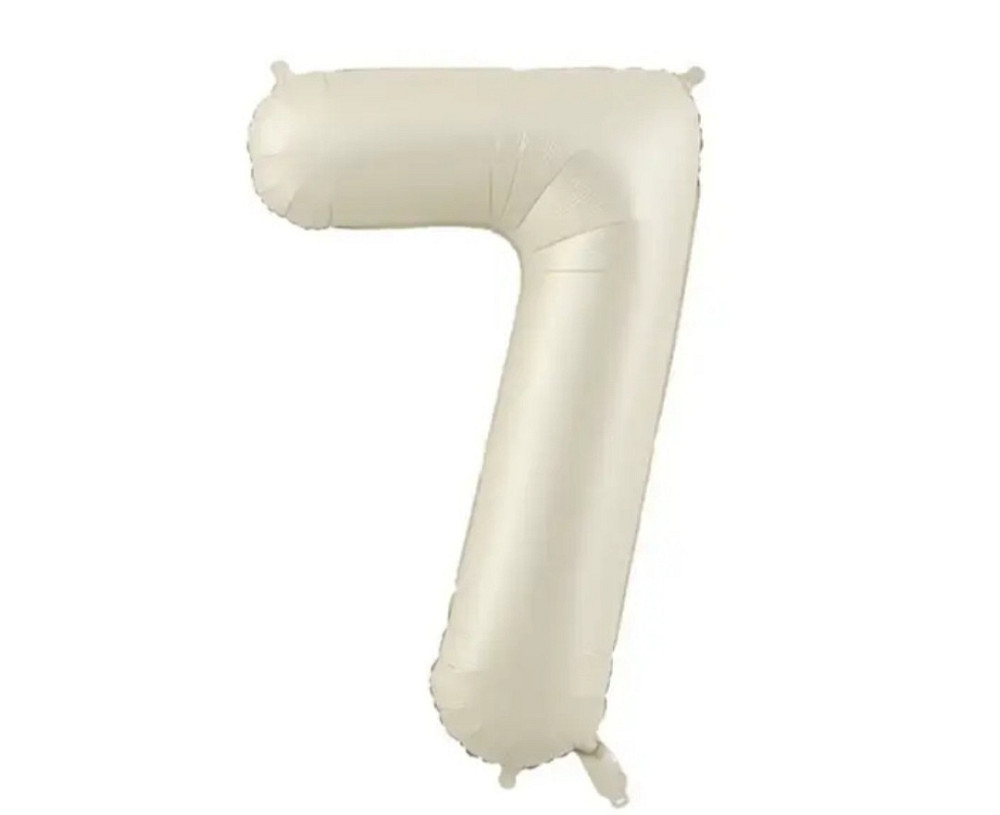 Цифра фольгированная 7 кремовая 32