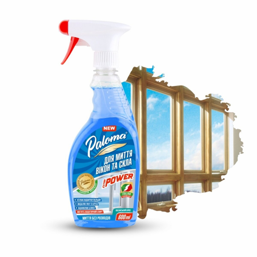 Очисник для скла та дзеркал з нашатирним спиртом Paloma Extra Power, 600мл Киев - изображение 1