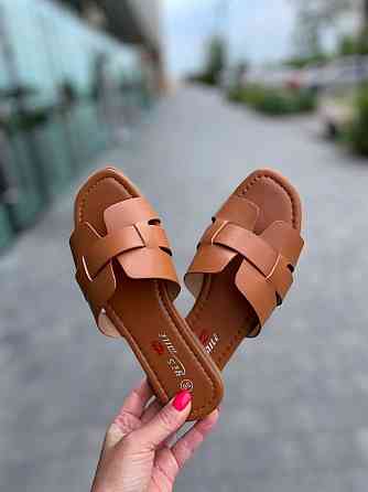 YES MILE Стильні шльопанці жіночі еко-шкіра на плоскій підошві коричневі YES MILE SF-16 р. 36-4 Коломия