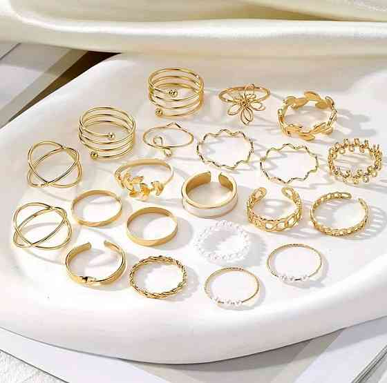 Набор колец 21 шт женские золотистые регулируемые кольца на пальцы Киев