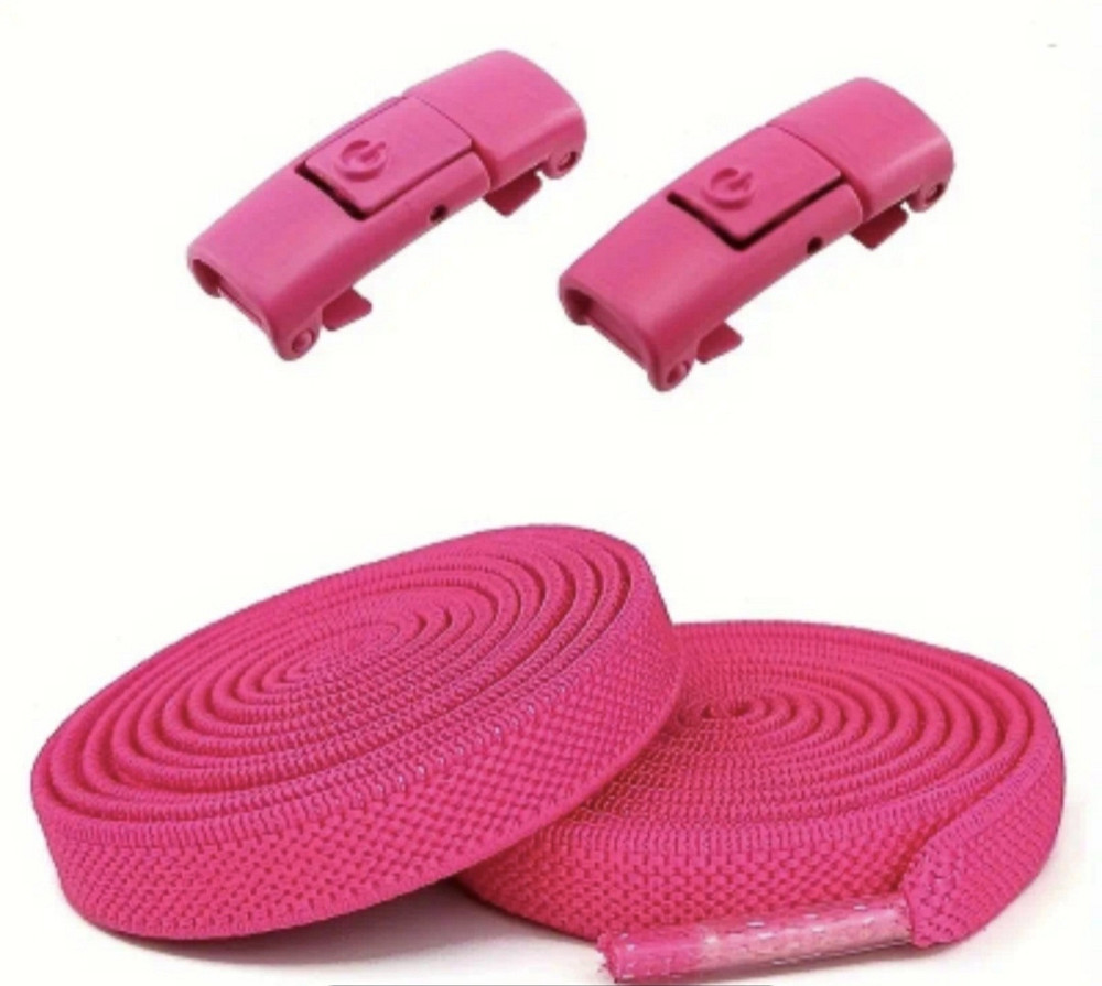 Еластичні шнурки без зав'язок з металевими застібками в колір Яскраво-рожевий Смела - изображение 2