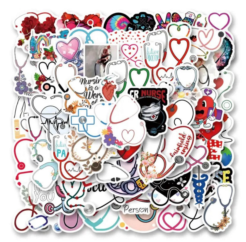 Набор наклеек со стетоскопами и сердцами, 50 шт Киев - изображение 2