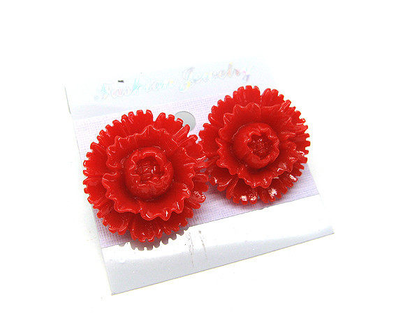 Серьги гвоздики большие красные Хризантема Киев - изображение 1