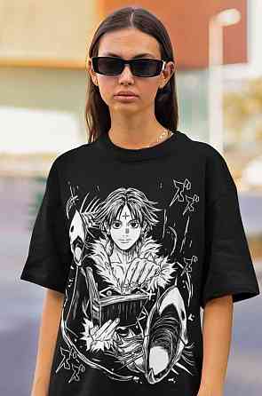 Футболка мужская аниме Охотник × Охотник оверсайз (S/M/L) Черний AnimeJ0980 Днепр