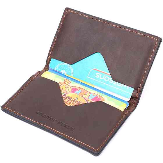 Практичний картхолдер з утримувачем для Apple AirTag з натуральної шкіри Коричневий (GRANDE PELLE) Київ