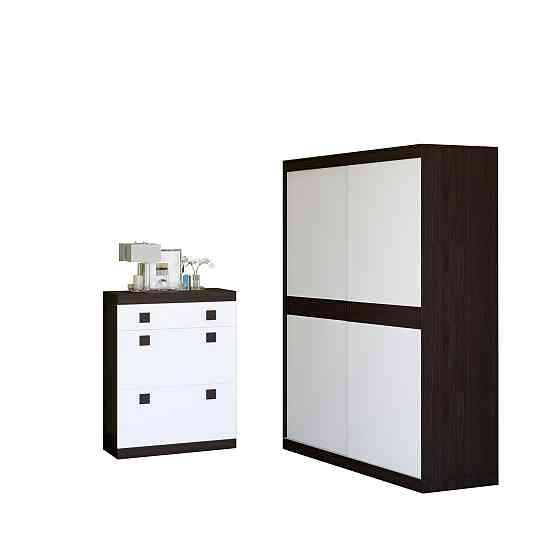 Прихожая Эверест Соната комплект 11 (модульная - 2 элемента) венге темный + белый (DTM-2524) Львов