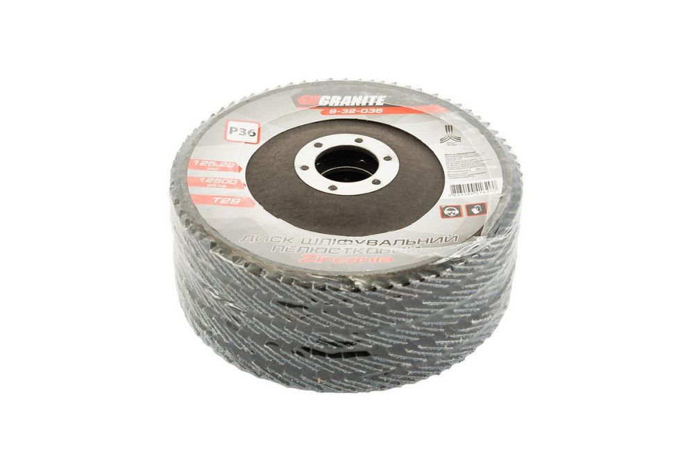 GRANITE Диск шліфувальний пелюстковий конусний GRANITE ZIRCONIA Т29 зерно 36 125×22 мм 5 шт 8-3 Київ - фото 4