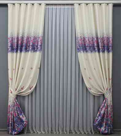 Комплект готовых штор VR-Textil Фотошторы № 1412ш Разноцветный 150х270 см 2 шт (33-0275) Киев