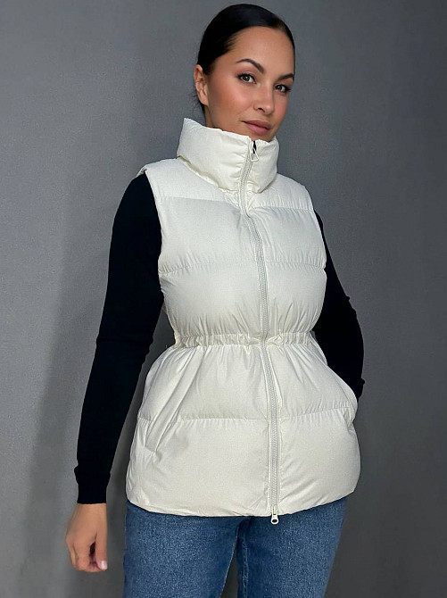 Жилетка женская Lady Yep 10006 длинная с затяжкой на талии молочная, молочний, 46 Киев - изображение 11