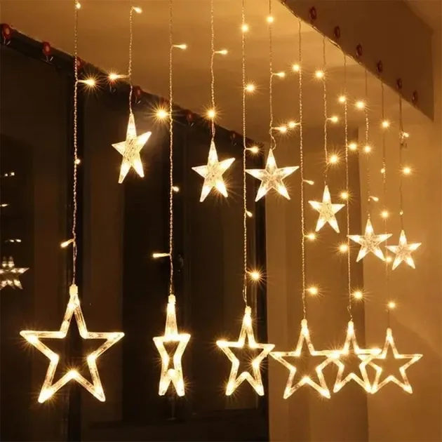 Гирлянда-бахрома для праздника (Stars) Curtain 12-W 3м*0.8*.05 8113 Киев - изображение 2