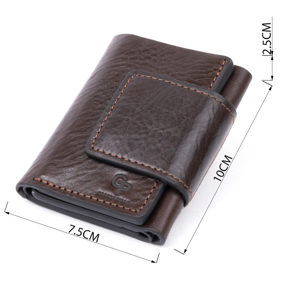 Портмоне вертикальное с хлястиком на магните на одно отделение GRANDE PELLE 11305 Коричневое Киев - изображение 3