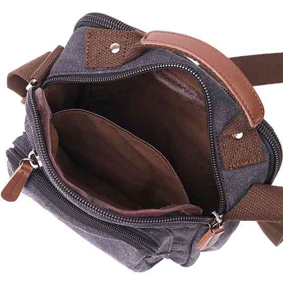 Функціональна вертикальна сумка для чоловіків із текстилю Vintage 22237 Чорний Київ