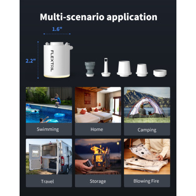 Насос для надувной мебели Flextail Tiny Pump Х з функцією ліхтаря, чорний (6975755964355) Винница - изображение 7