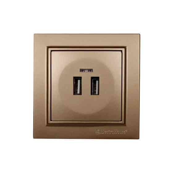 Розетка USB (2 порта) 2A, Enzo роскошное золото Днепр