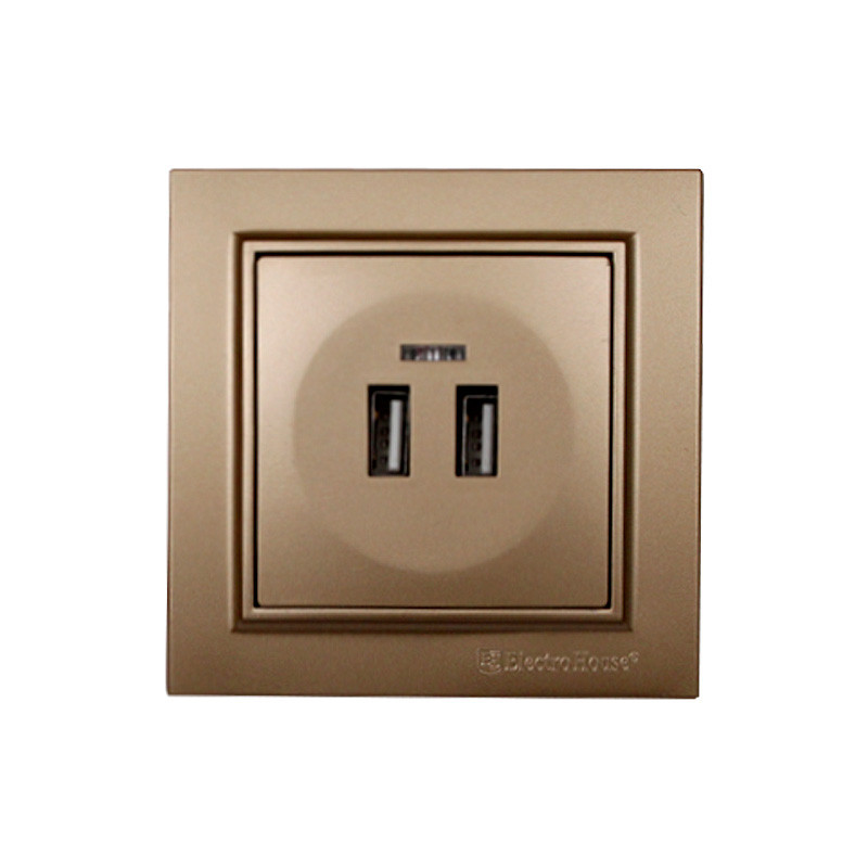 Розетка USB (2 порта) 2A, Enzo роскошное золото Днепр - изображение 1