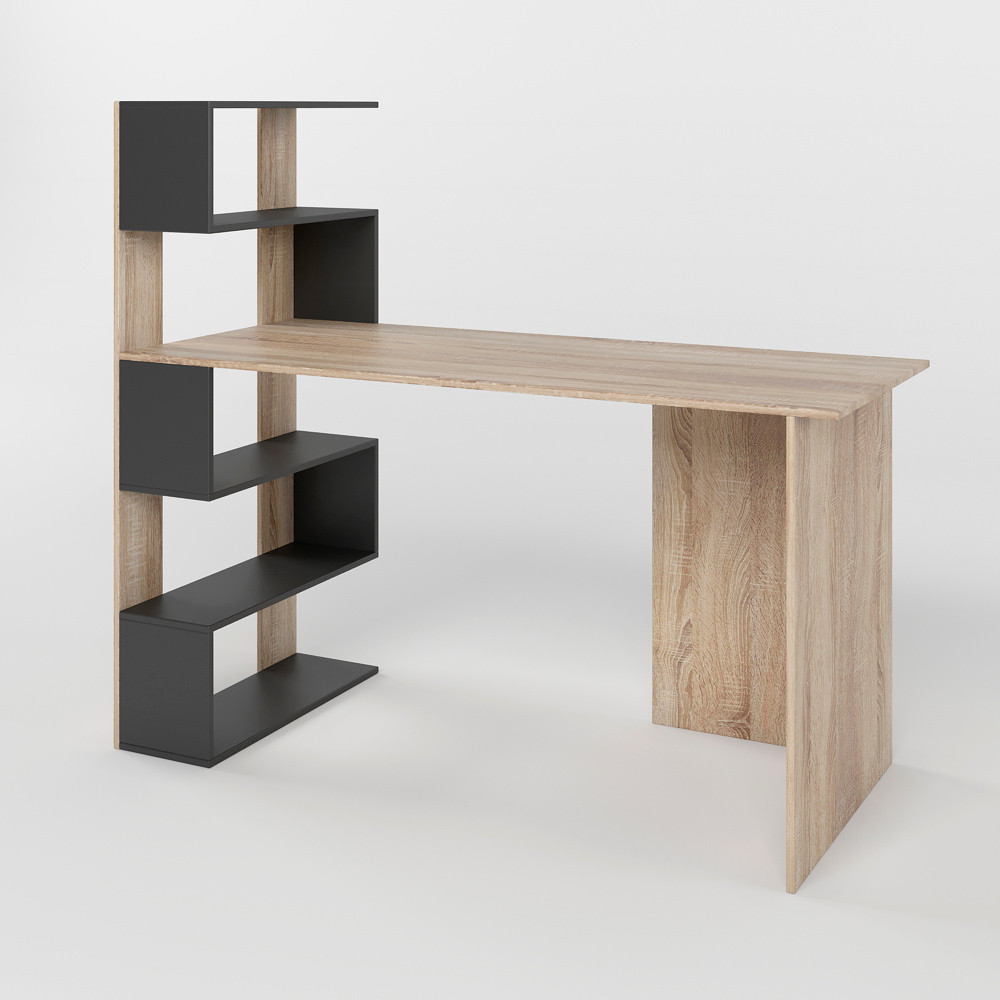 Cтол компьютерный с полками М-ЗОН Джеко 1416L левый Сонома/Антрацит (MZN-031027) Львов - изображение 2