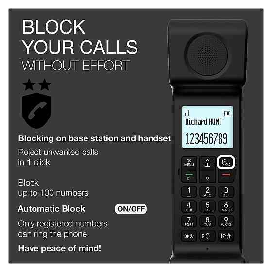 Бездротовий телефон DECT Alcatel ePure Premium з автовідповідачем 30 хв великий дисплей гучний звук чорний Київ
