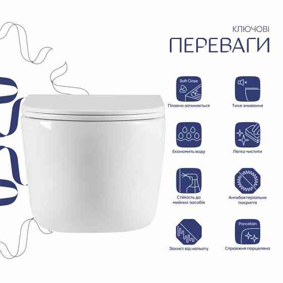 Унітаз підвісний Qtap Taurus Ultra Quiet 515×360×350 мм, White, із сидінням Slim Duroplast/Soft-close/Quick Release Київ