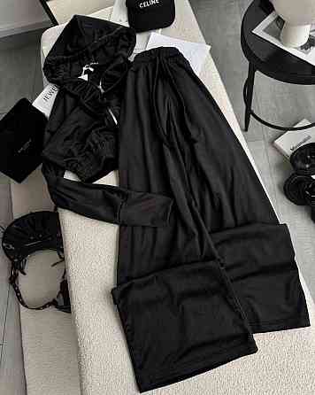 Жіночий повсякденний костюм із якісного велюру-двійка Чорний Одеса