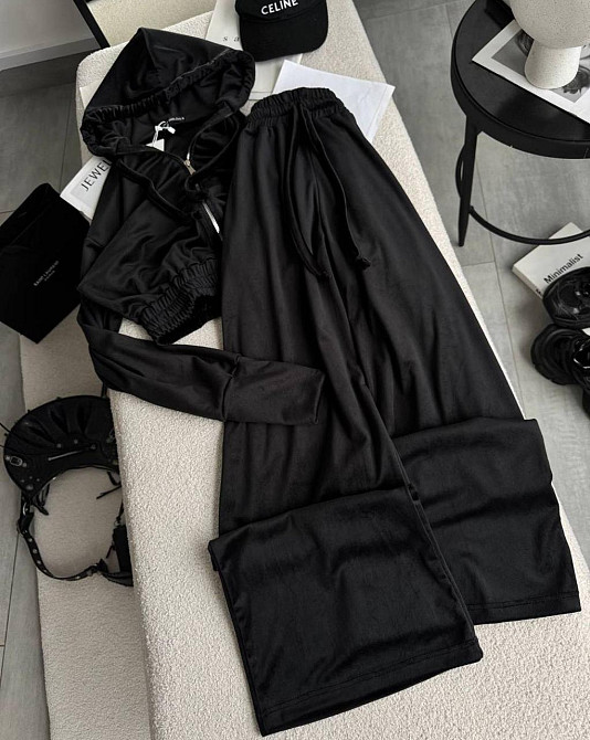 Жіночий повсякденний костюм із якісного велюру-двійка Чорний Одеса - фото 4